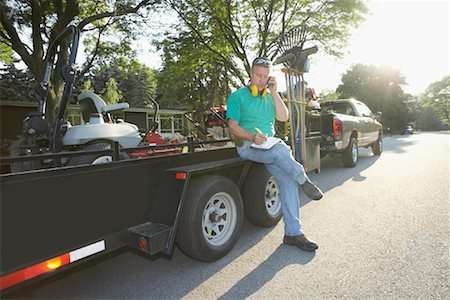 pick up truck and man - Landscaper Stock Photo - Premium Royalty-Free, Code: 600-02156839