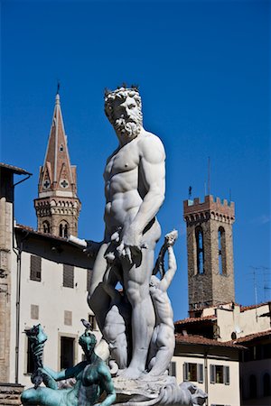 roman gods - Fountain of Neptune, Florence, Tuscany, Italy Foto de stock - Sin royalties Premium, Código: 600-02176034