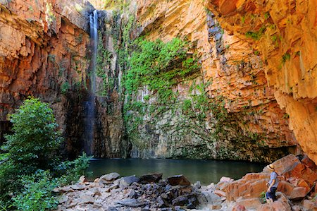 Hiker at Emma Falls, Emma Gorge, Kimberley, Western Australia, Australia Stock Photo - Premium Royalty-Free, Code: 600-02176555