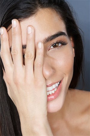 female hands covering eyes - Portrait of Woman Stock Photo - Premium Royalty-Free, Code: 600-02200194