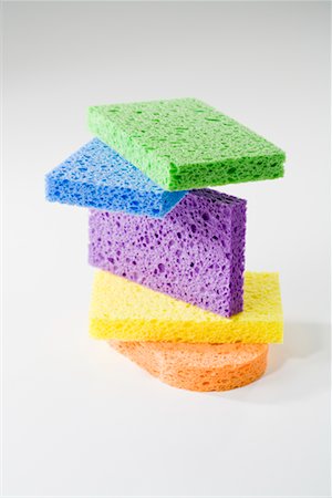 Stack of Colourful Sponges Foto de stock - Sin royalties Premium, Código: 600-02231867