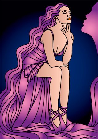Illustration de la danseuse aux cheveux très longs Photographie de stock - Premium Libres de Droits, Code: 600-02245094