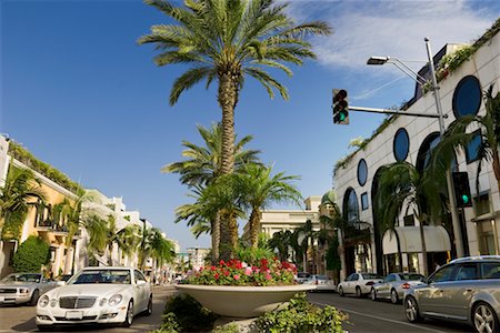 rodeo drive - Vue sur Rodeo Drive, Beverly Hills, Californie, Etats-Unis Photographie de stock - Premium Libres de Droits, Code: 600-02245314