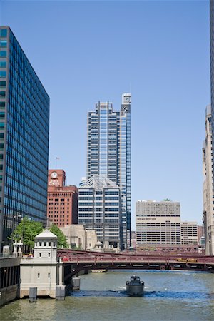 River in City, Chicago, Illinois, USA Foto de stock - Sin royalties Premium, Código: 600-02260146
