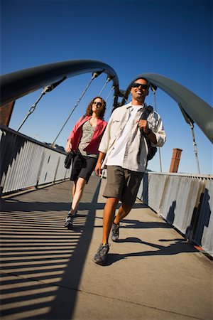 People Walking on Footbridge, Portland, Oregon, USA Stock Photo - Premium Royalty-Free, Code: 600-02346453