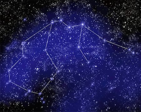 Outline of Constellation of Aquarius in Night Sky Stock Photo - Premium Royalty-Free, Code: 600-02342942