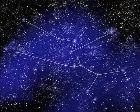 Outline of Constellation of Taurus in Night Sky Stock Photo - Premium Royalty-Free, Code: 600-02342954