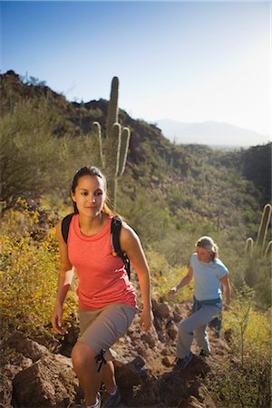 Two Women Hiking, Saguaro National Park, Tucson, Arizona USA Stock Photo - Premium Royalty-Free, Code: 600-02385965