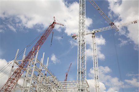 steel construction - Cranes and Frame of Building at Construction Site Stock Photo - Premium Royalty-Free, Code: 600-02637284