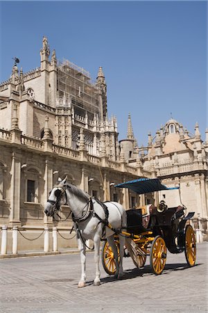 simsearch:700-01519303,k - Horse and Carriage in Front of the Seville Cathedral, Seville, Andalucia, Spain Stock Photo - Premium Royalty-Free, Code: 600-02645605