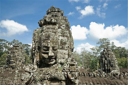 Bayon Temple, Angkor Thom, Angkor, Cambodia Stock Photo - Premium Royalty-Free, Code: 600-02669479