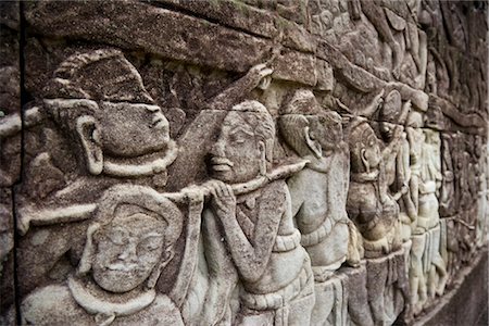 Sculpture Relief, Temple du Bayon, Angkor Thom, Angkor, Cambodge Photographie de stock - Premium Libres de Droits, Code: 600-02669472