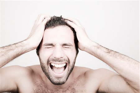 Portrait of Man Screaming Fotografie stock - Premium Royalty-Free, Codice: 600-02685972