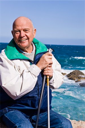 simsearch:600-02290082,k - Portrait of Nordic Walker Sitting by the Sea Photographie de stock - Premium Libres de Droits, Code: 600-02693877