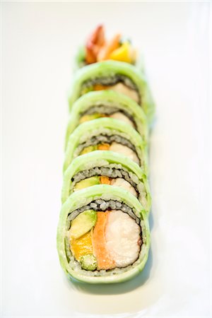 food lunch on white background - Still Life of Sushi Stock Photo - Premium Royalty-Free, Code: 600-02756984