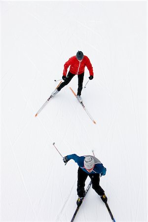 simsearch:700-03439868,k - Overhead View of Couple Cross Country Skiing, Whistler, British Columbia, Canada Stock Photo - Premium Royalty-Free, Code: 600-02757250