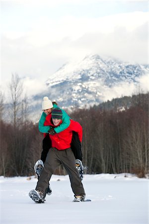 Couple Snowshoeing, Whistler, British Columbia, Canada Foto de stock - Sin royalties Premium, Código: 600-02757303