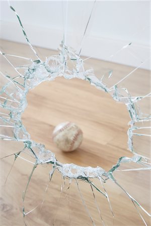 damaged wood floor - Baseball and Broken Window Stock Photo - Premium Royalty-Free, Code: 600-02801110