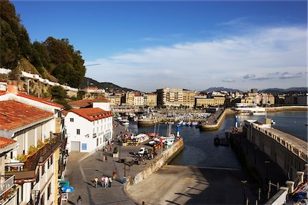 san sebastián - Vue d'ensemble du Port de pêche, San Sebastian, Espagne Photographie de stock - Premium Libres de Droits, Code: 600-02834039