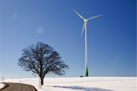 Turbine éolienne et chêne par route, forêt noire, Bade-Wurtemberg, Allemagne Photographie de stock - Premium Libres de Droits, Code: 600-02833535