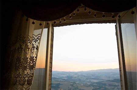 drapery - View of Todi From Window, Umbria, Italy Stock Photo - Premium Royalty-Free, Code: 600-02833549