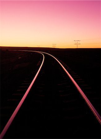 electricity pole - Railway Lines, Sunset Stock Photo - Premium Royalty-Free, Code: 600-02885992