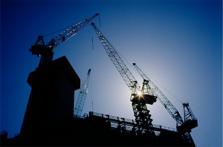 Office Construction, Cranes, Silhouette Stock Photo - Premium Royalty-Free, Code: 600-02886041