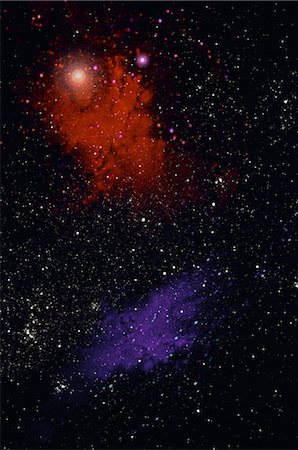 Étoiles et nébuleuses dans l'espace extra-atmosphérique Photographie de stock - Premium Libres de Droits, Code: 600-02886324