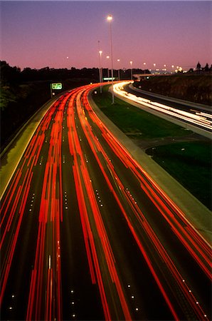 streaming (flow of movement) - Heavy Traffic on Freeway at Sunset, Eastern Freeway, Melbourne, Australia Stock Photo - Premium Royalty-Free, Code: 600-02886402