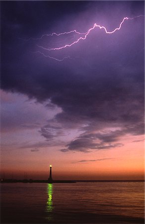 severe - Lightning and Lighthouse Stock Photo - Premium Royalty-Free, Code: 600-02886465