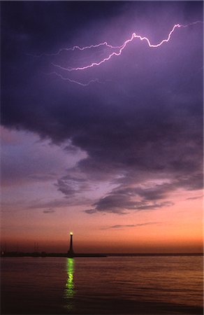 dark sky - Lightning and Lighthouse Stock Photo - Premium Royalty-Free, Code: 600-02886465