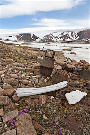 Artifacts and Whale Bones Outside an Abandoned RCMP Post, Craig Harbour, Nunavut, Canada Stock Photo - Premium Royalty-Free, Code: 600-02967540