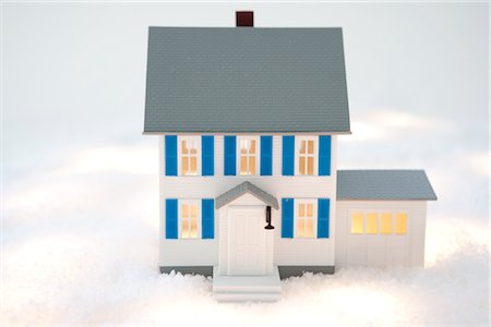 snowy houses - Model House in Fake Snow Stock Photo - Premium Royalty-Free, Code: 600-02972942