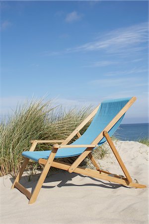 deck chair - Beach Chair at Beach, Vorupoer, Jylland, Denmark Stock Photo - Premium Royalty-Free, Code: 600-03003514