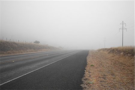 side of the road - Road and Fog, Alpine, Brewster County, Texas, USA Stock Photo - Premium Royalty-Free, Code: 600-03017341