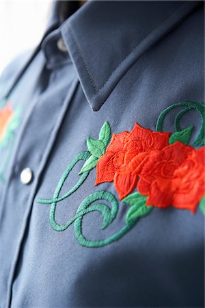 Detail of Embroidery on Cowboy Shirt Foto de stock - Sin royalties Premium, Código: 600-03017641