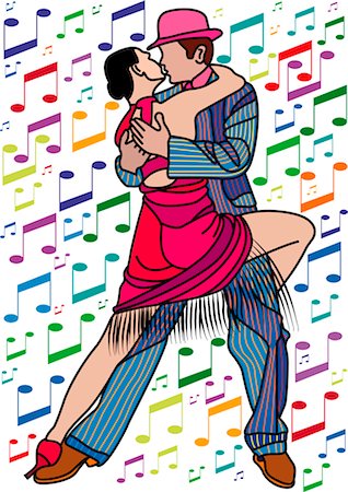 simsearch:600-06808905,k - Illustration d'un Couple faisant Tango Photographie de stock - Premium Libres de Droits, Code: 600-03083974