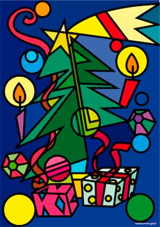 simsearch:700-01837706,k - Illustration de l'arbre de Noël Photographie de stock - Premium Libres de Droits, Code: 600-03083971