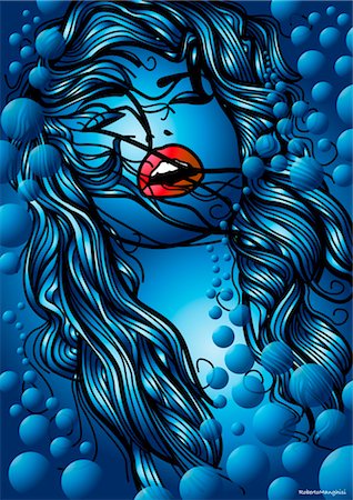 soufre - Illustration of Woman Surrounded by Bubbles Foto de stock - Sin royalties Premium, Código: 600-03083972