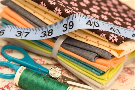 stitched fabric - Still Life of Sewing Supplies Stock Photo - Premium Royalty-Free, Code: 600-03227552