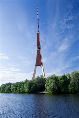 Riga Radio and TV Tower and Daugava River, Riga, Riga District, Latvia Foto de stock - Sin royalties Premium, Código: 600-03229838