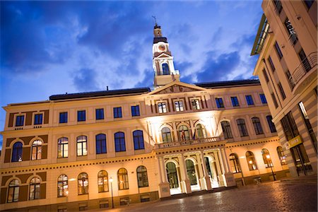 riga - Hôtel de ville, place de la mairie, la vieille ville, Riga, Riga District, Lettonie Photographie de stock - Premium Libres de Droits, Code: 600-03229841