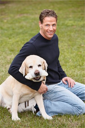 Man with Dog, Mount Dora, Lake County, Greater Orlando, Florida, USA Foto de stock - Sin royalties Premium, Código: 600-03230121