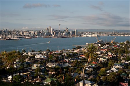 Overview of Auckland Skyline, Auckland Region, New Zealand Foto de stock - Royalty Free Premium, Número: 600-03367366