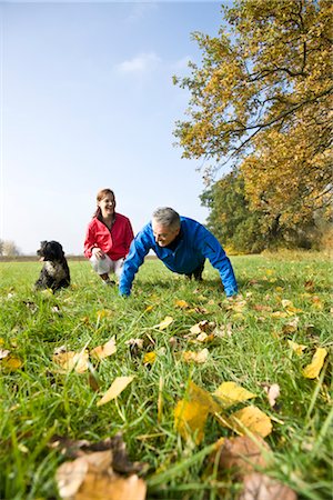 exercise autumn - Couple Exercising Stock Photo - Premium Royalty-Free, Code: 600-03403957
