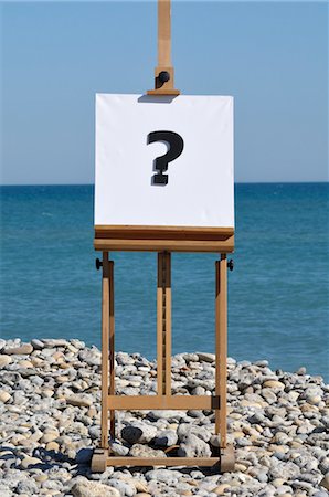 puntuación - Easel with Question Mark on Canvas Foto de stock - Sin royalties Premium, Código: 600-03446029