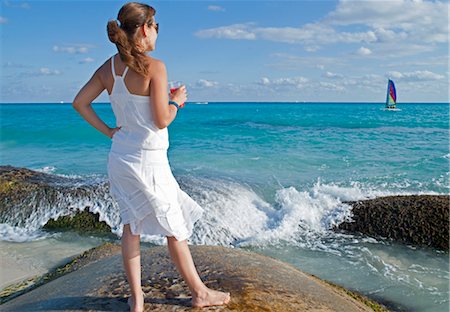 Woman at Beach, Playa del Carmen, Yucatan Peninsula, Mexico Stock Photo - Premium Royalty-Free, Code: 600-03456886