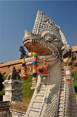 simsearch:600-03451298,k - Statue, Wat Phra That Lampang Luang, Lampang, Thailand Stock Photo - Premium Royalty-Free, Code: 600-03451305