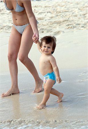 diapered outdoors - Mother and Son at Beach, Mexico Stock Photo - Premium Royalty-Free, Code: 600-03466747