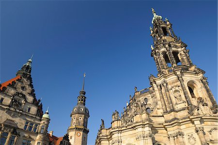 Dresden Castle, Katholische Hofkirche and Hausmann Tower, Dresden, Saxony, Germany Stock Photo - Premium Royalty-Free, Code: 600-03478652